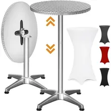 Casaria® Stehtisch Silber 115x60cm + Husse Weiß Ø60cm Casaria® Stehtisch Silber 115x60cm + Husse Weiß Ø60cm