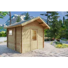 Kleine Außensauna “Kirkenes” 3x3m | Kompakte Gartensauna mit Vorraum | Outdoor-Sauna kaufen | Außensauna | Saunahaus Kleine Außensauna “Kirkenes” 3x3m | Kompakte Gartensauna mit Vorraum | Outdoor-Sauna kaufen | Außensauna | Saunahaus