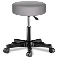 Rollhocker Kunstleder Grau 360° drehbar Rollhocker Kunstleder Grau 360° drehbar