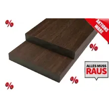 *Abverkauf* WPC Fassadenholz Glattkantbrett Abschlussprofil massiv, 23 mm (S) x 138 mm (B), Länge: 2,9 m, IPE, einseitig strukturiert / einseitig gebürstet glatt *Abverkauf* WPC Fassadenholz Glattkantbrett Abschlussprofil massiv, 23 mm (S) x 138 mm (B), Länge: 2,9 m, IPE, einseitig strukturiert / einseitig gebürstet glatt