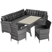 Polyrattan Ecklounge Lissabon Grau/Anthrazit inkl 2 Stühlen Polyrattan Ecklounge Lissabon Grau/Anthrazit inkl 2 Stühlen