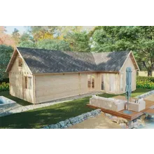 Blockhaus mit Schlafboden “Holiday Max 2” 12x8m | 8x13m großes Gartenhaus mit Schlafzimmern | Holzhaus mit 92mm Wandstärke Blockhaus mit Schlafboden “Holiday Max 2” 12x8m | 8x13m großes Gartenhaus mit Schlafzimmern | Holzhaus mit 92mm Wandstärke