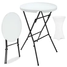 Stehtisch Weiß mit Husse Weiß Ø72cm klappbar 110cm Höhe Stehtisch Weiß mit Husse Weiß Ø72cm klappbar 110cm Höhe