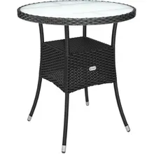 Casaria® Polyrattan-Tisch Schwarz rund Ø60cm Casaria® Polyrattan-Tisch Schwarz rund Ø60cm