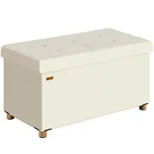 Casaria® Sitzbank Beige Samt 76x38x42cm mit Stauraum faltbar Casaria® Sitzbank Beige Samt 76x38x42cm mit Stauraum faltbar