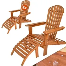 Casaria® Liegestuhl Adirondack 2er-Set Akazienholz + Fußstützen Casaria® Liegestuhl Adirondack 2er-Set Akazienholz + Fußstützen