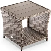 Casaria® Polyrattan Beistelltisch Vedis Creme 45x45x40cm Casaria® Polyrattan Beistelltisch Vedis Creme 45x45x40cm