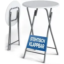 Stehtisch Ø60cm klappbar Holzdekor Weiß Stehtisch Ø60cm klappbar Holzdekor Weiß