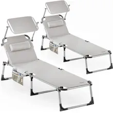 Gartenliege Malta 2er-Set Creme 210x61x35cm Alu Sonnendach Gartenliege Malta 2er-Set Creme 210x61x35cm Alu Sonnendach