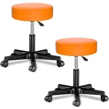 Rollhocker Kunstleder 2er-Set Orange 360° drehbar Rollhocker Kunstleder 2er-Set Orange 360° drehbar