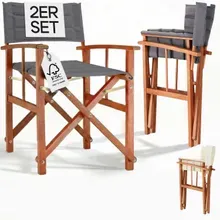 Casaria® Regiestuhl Premium Anthrazit 2er-Set FSC®-zertifiziertes Eukalyptusholz Gepolstert Casaria® Regiestuhl Premium Anthrazit 2er-Set FSC®-zertifiziertes Eukalyptusholz Gepolstert