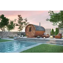 Große Fasssauna 4x2m | Große Fasssauna mit Holzofen oder Elektroofen | Runde Holz-Sauna kaufen | Großes Saunafass aus Thermoholz Große Fasssauna 4x2m | Große Fasssauna mit Holzofen oder Elektroofen | Runde Holz-Sauna kaufen | Großes Saunafass aus Thermoholz