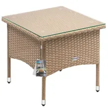 Casaria® Polyrattan Beistelltisch Grau-Beige 50x50x45cm Casaria® Polyrattan Beistelltisch Grau-Beige 50x50x45cm