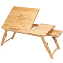 Laptoptisch Bambus 55x28x35cm Belüftungslöcher & Schublade Laptoptisch Bambus 55x28x35cm Belüftungslöcher & Schublade