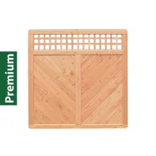 Premium Douglasie Sichtschutzzaun Holz, 178,5 cm (B) x 178,5 cm (H), Fischgrätmuster mit Mittelsträbe und waagerechtem Gitter - natur Premium Douglasie Sichtschutzzaun Holz, 178,5 cm (B) x 178,5 cm (H), Fischgrätmuster mit Mittelsträbe und waagerechtem Gitter - natur