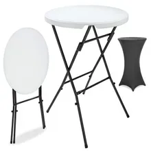 Stehtisch Weiß mit Husse Anthrazit Ø72cm klappbar 110cm Höhe Stehtisch Weiß mit Husse Anthrazit Ø72cm klappbar 110cm Höhe