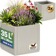 Blumentopf Ethica 2er-Set Kreideweiß Kunststoff 36x36x35cm Blumentopf Ethica 2er-Set Kreideweiß Kunststoff 36x36x35cm