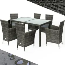 Polyrattan Garten-Sitzgruppe 7-tlg Grau/Anthrazit Polyrattan Garten-Sitzgruppe 7-tlg Grau/Anthrazit