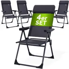 Gartenstuhl klappbar 4er-Set Anthrazit Alu Hochlehner verstellbar Gartenstuhl klappbar 4er-Set Anthrazit Alu Hochlehner verstellbar
