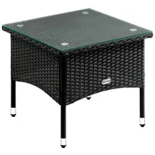 Polyrattan Beistelltisch Schwarz 50x50x45cm Polyrattan Beistelltisch Schwarz 50x50x45cm