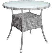 Casaria® Polyrattan Tisch Grau Ø80cm Casaria® Polyrattan Tisch Grau Ø80cm