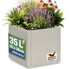 Casaria® Blumentopf Ethica Kreideweiß Kunststoff 36x36x35cm Casaria® Blumentopf Ethica Kreideweiß Kunststoff 36x36x35cm