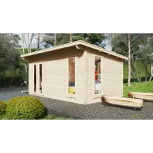 Kleines Ferienhaus-Holzhaus “Mia 2” 5x3m | 3x5m großes Gartenhaus aus Holz | Holzhaus mit 44mm Wandstärke Kleines Ferienhaus-Holzhaus “Mia 2” 5x3m | 3x5m großes Gartenhaus aus Holz | Holzhaus mit 44mm Wandstärke