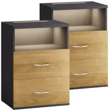 Casaria® Nachttisch Jamie 2er-Set Holz/Grau 55x40x28cm Casaria® Nachttisch Jamie 2er-Set Holz/Grau 55x40x28cm