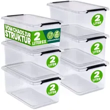 Aufbewahrungsbox 6er-Set 20x15x12cm 2L transparent stapelbar BPA-frei Aufbewahrungsbox 6er-Set 20x15x12cm 2L transparent stapelbar BPA-frei