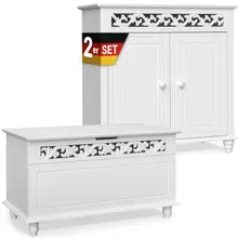 Casaria® Möbel-Set Jersey Kommode und Truhe Landhaus Weiß Casaria® Möbel-Set Jersey Kommode und Truhe Landhaus Weiß