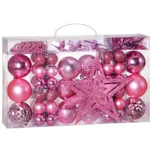 Casaria® Weihnachtskugeln Rosa 66 tlg in matt glänzend & glitzernd Casaria® Weihnachtskugeln Rosa 66 tlg in matt glänzend & glitzernd