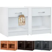 Nachttisch Hamburg 2er-Set Weiß 50x40x35cm Nachttisch Hamburg 2er-Set Weiß 50x40x35cm
