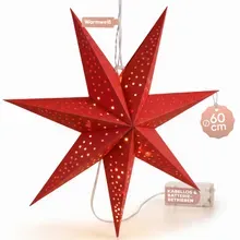 Casaria® Papierstern LED Rot Ø60cm 7 Arme Casaria® Papierstern LED Rot Ø60cm 7 Arme