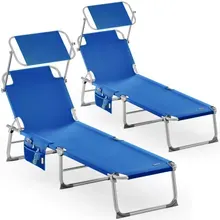 Sonnenliege Ibiza 2er-Set Blau Alu mit Sonnendach Sonnenliege Ibiza 2er-Set Blau Alu mit Sonnendach