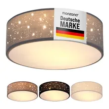 monzana® Deckenlampe Grau Stoff Ø30cm Sternenhimmel monzana® Deckenlampe Grau Stoff Ø30cm Sternenhimmel