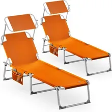 Sonnenliege Ibiza 2er-Set Orange Alu mit Sonnendach Sonnenliege Ibiza 2er-Set Orange Alu mit Sonnendach