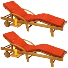 Gartenliege Tami Sun® 2er-Set Akazie inkl Auflage Orange Gartenliege Tami Sun® 2er-Set Akazie inkl Auflage Orange