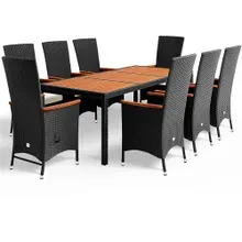 Casaria® Polyrattan Garten-Sitzgruppe Rio 9-tlg Schwarz verstellbar Casaria® Polyrattan Garten-Sitzgruppe Rio 9-tlg Schwarz verstellbar