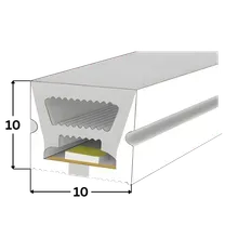 LED Neon Flex Streifen 10×10 mm – 120 LEDs/m 2835, 24V, 12 W/m, 446 lm/m, 5m – Warmweiß 3000K CRI>93, IP67, wasserdicht LED Neon Flex Streifen 10×10 mm – 120 LEDs/m 2835, 24V, 12 W/m, 446 lm/m, 5m – Warmweiß 3000K CRI>93, IP67, wasserdicht