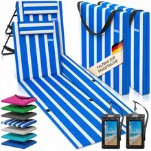 Strandmatte 2er-Set Blau/Weiß 158x56x46cm gepolstert Strandmatte 2er-Set Blau/Weiß 158x56x46cm gepolstert
