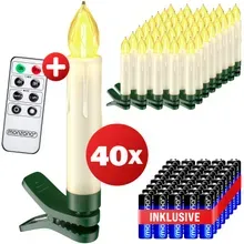 Kabellose Weihnachtsbaumkerzen LED 40er-Set Warmweiß mit Batterien & Fernbedienung Kabellose Weihnachtsbaumkerzen LED 40er-Set Warmweiß mit Batterien & Fernbedienung