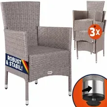 Polyrattan Gartenstuhl 3er-Set Creme stapelbar Polyrattan Gartenstuhl 3er-Set Creme stapelbar