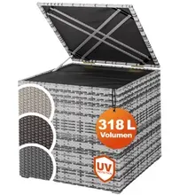 Casaria® Gartenbox Polyrattan 318L Grau mit Innenverkleidung wetterfest Casaria® Gartenbox Polyrattan 318L Grau mit Innenverkleidung wetterfest