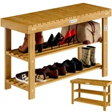 Casaria® Schuhregal 2in1 Akazienholz FSC®-zertifiziert 90x33x46cm Casaria® Schuhregal 2in1 Akazienholz FSC®-zertifiziert 90x33x46cm
