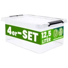 Aufbewahrungsbox 4er-Set 39x29x17cm 12,5L transparent stapelbar BPA-frei Aufbewahrungsbox 4er-Set 39x29x17cm 12,5L transparent stapelbar BPA-frei