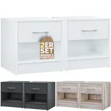 Nachttisch Kiel 2er-Set Weiß 41x39x28cm Nachttisch Kiel 2er-Set Weiß 41x39x28cm
