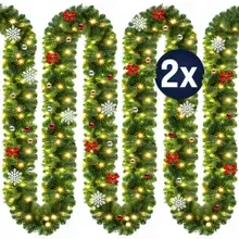 Casaria® Weihnachtsgirlande 5m 2er-Set In-/Outdoor geschmückt Casaria® Weihnachtsgirlande 5m 2er-Set In-/Outdoor geschmückt