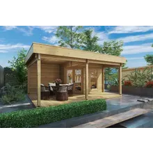Gartenhaus mit Terrasse & Vordach „Remo 3“ 5x4m | Gartenhaus mit Veranda 4x6m und Panoramafenster Gartenhaus mit Terrasse & Vordach „Remo 3“ 5x4m | Gartenhaus mit Veranda 4x6m und Panoramafenster