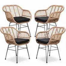 Polyrattan Korbsessel Bali 4er-Set Natur Polyrattan Korbsessel Bali 4er-Set Natur