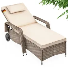 Polyrattan Gartenliege Creme/Creme 193x90x43cm Polyrattan Gartenliege Creme/Creme 193x90x43cm